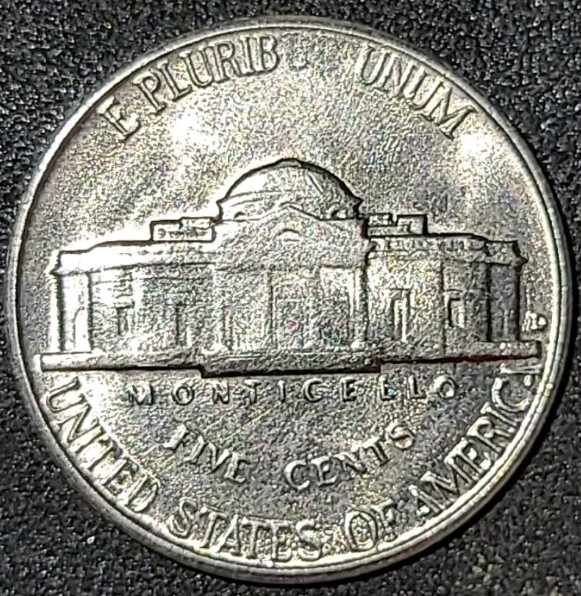 1957-D nickel reverse showing Repunched Mint Mark with secondary D impression visible beside the primary D mint mark